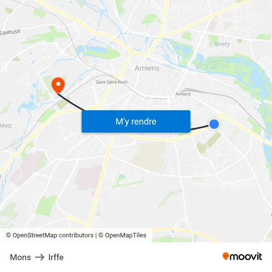 Mons to Irffe map