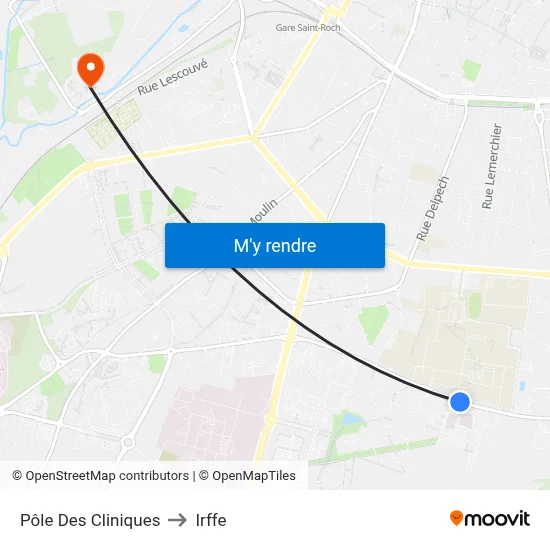 Pôle Des Cliniques to Irffe map