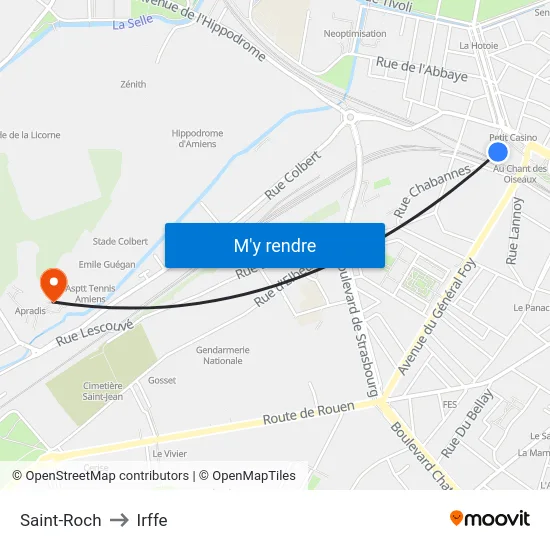 Saint-Roch to Irffe map