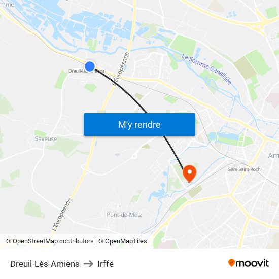 Dreuil-Lès-Amiens to Irffe map