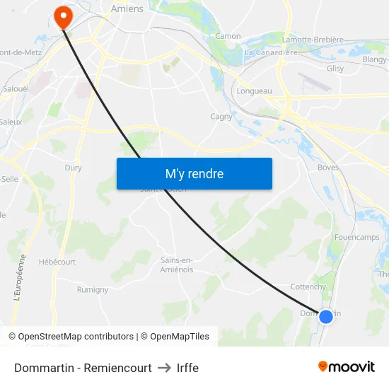 Dommartin - Remiencourt to Irffe map