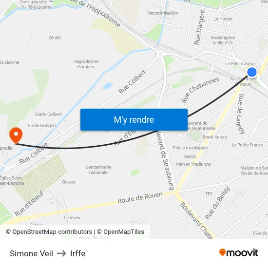 Simone Veil to Irffe map