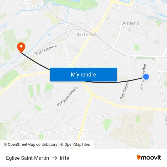 Eglise Saint-Martin to Irffe map