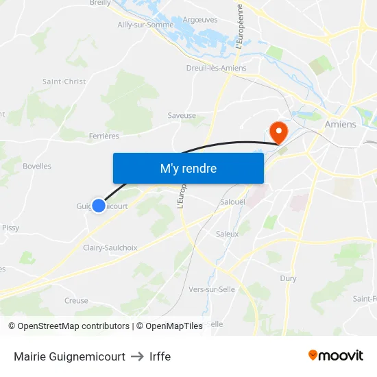 Mairie Guignemicourt to Irffe map