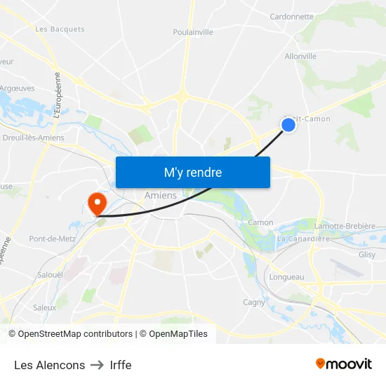 Les Alencons to Irffe map