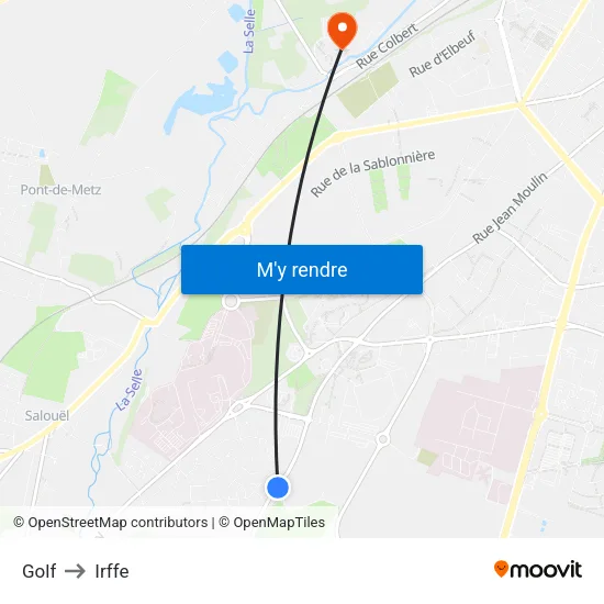 Golf to Irffe map