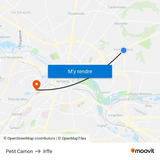 Petit Camon to Irffe map