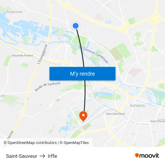 Saint-Sauveur to Irffe map