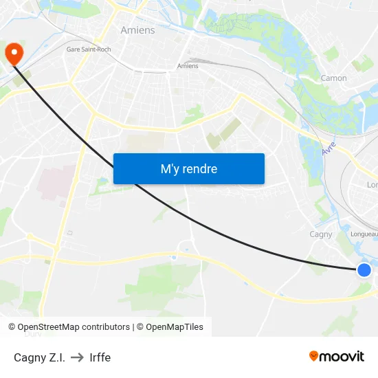 Cagny Z.I. to Irffe map