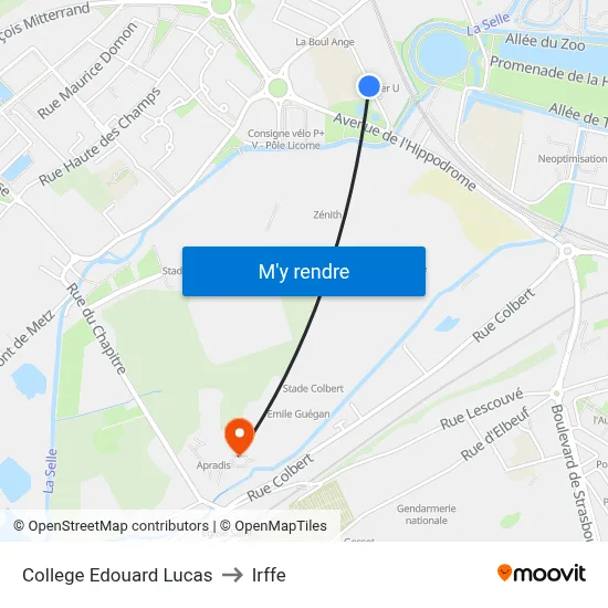 College Edouard Lucas to Irffe map