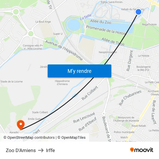Zoo D'Amiens to Irffe map