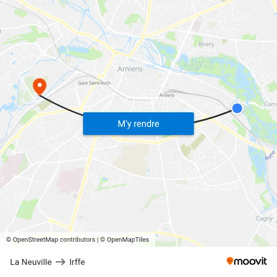 La Neuville to Irffe map