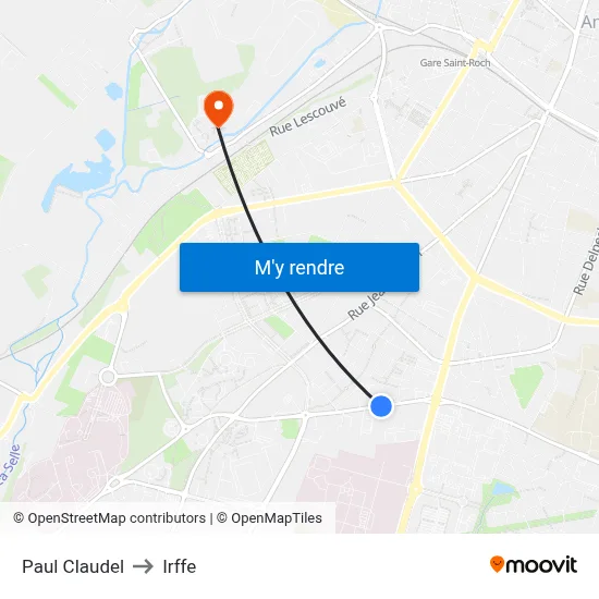 Paul Claudel to Irffe map
