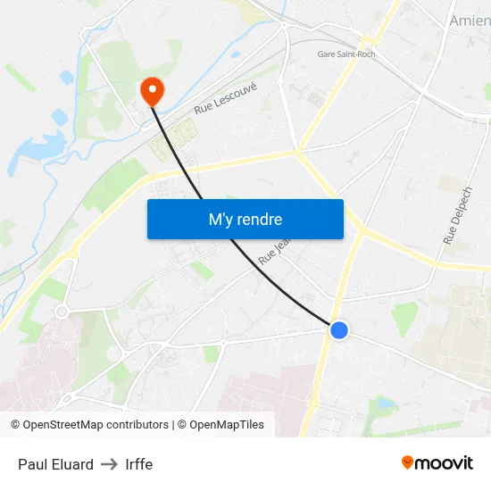 Paul Eluard to Irffe map
