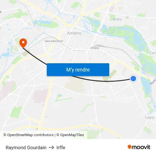 Raymond Gourdain to Irffe map