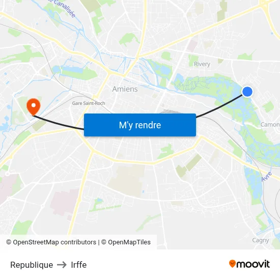 Republique to Irffe map
