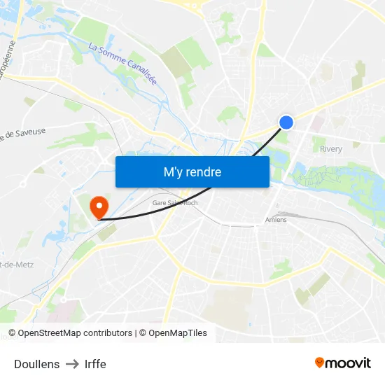 Doullens to Irffe map