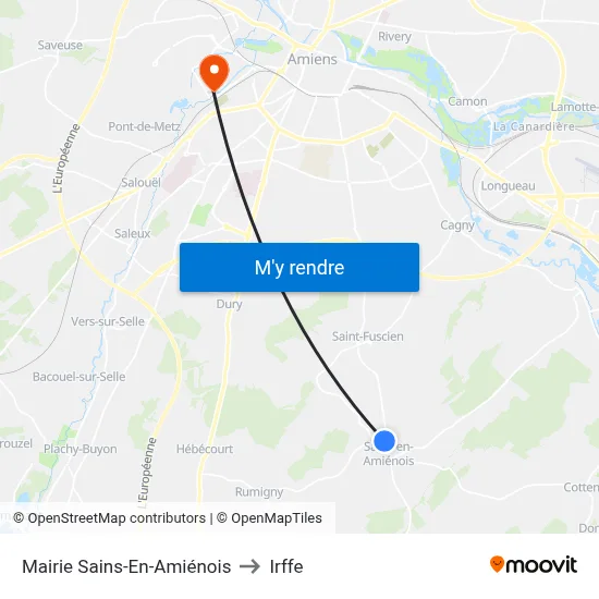 Mairie Sains-En-Amiénois to Irffe map