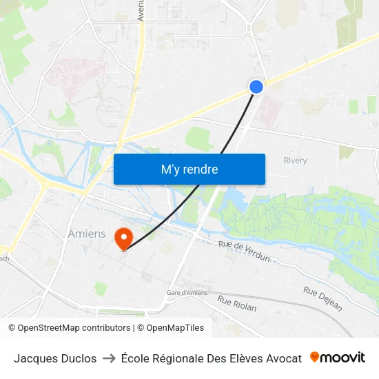 Jacques Duclos to École Régionale Des Elèves Avocat map