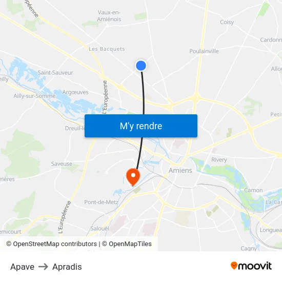 Apave to Apradis map