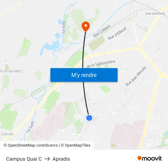 Campus Quai C to Apradis map