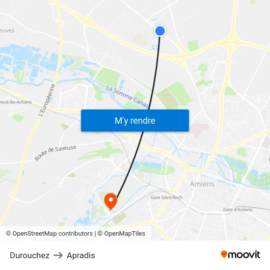 Durouchez to Apradis map