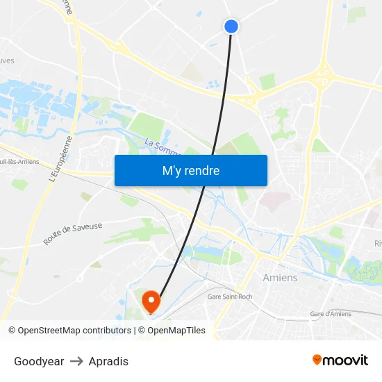 Goodyear to Apradis map