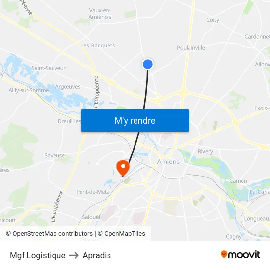 Mgf Logistique to Apradis map