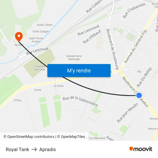 Royal Tank to Apradis map