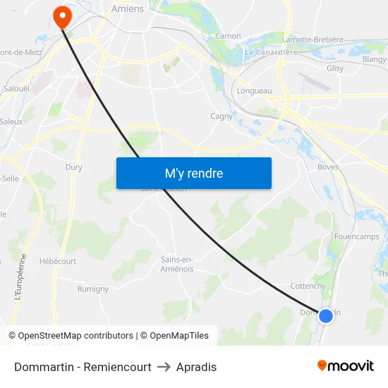 Dommartin - Remiencourt to Apradis map