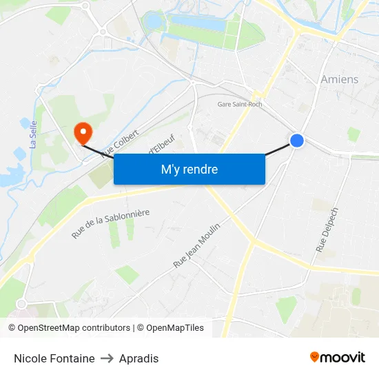 Nicole Fontaine to Apradis map