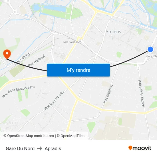 Gare Du Nord to Apradis map