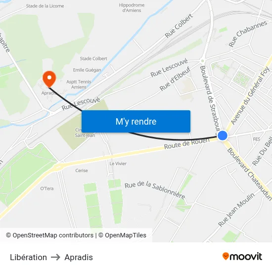 Libération to Apradis map