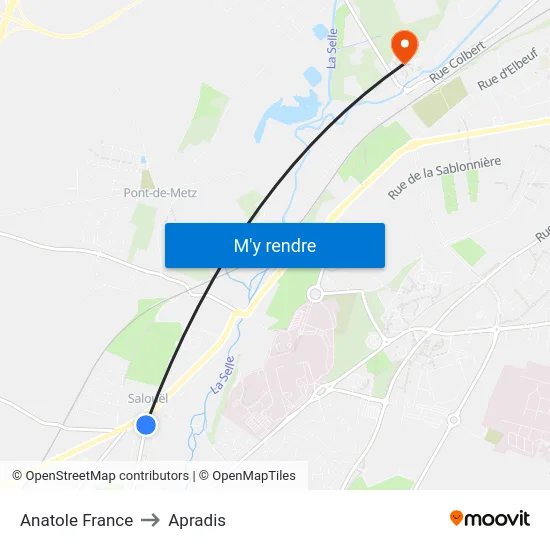 Anatole France to Apradis map