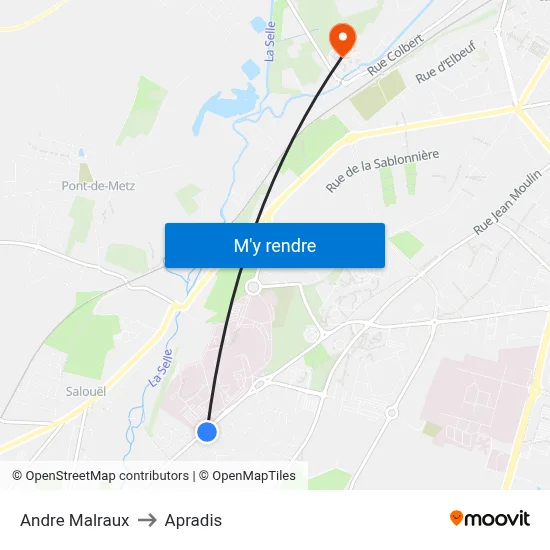 Andre Malraux to Apradis map