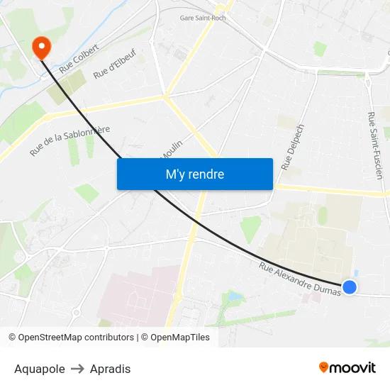 Aquapole to Apradis map