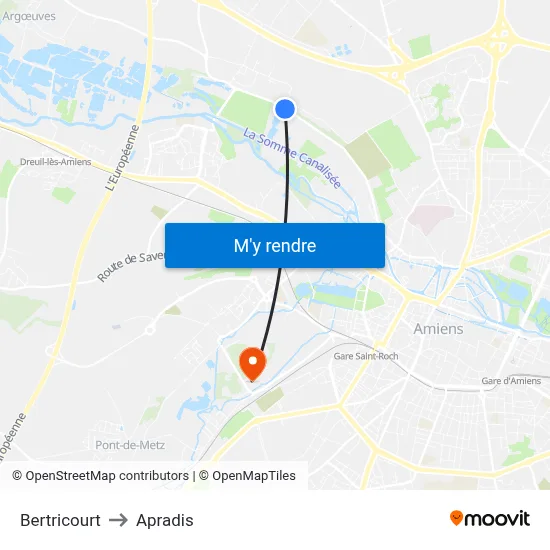 Bertricourt to Apradis map