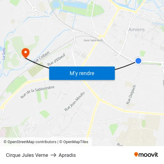 Cirque Jules Verne to Apradis map