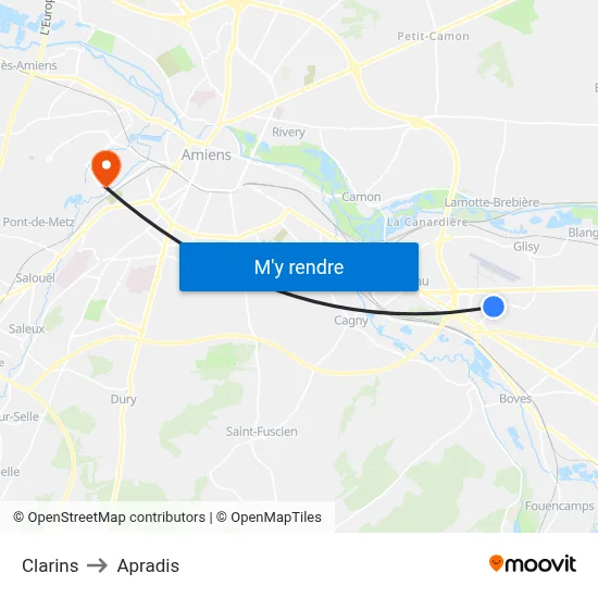 Clarins to Apradis map