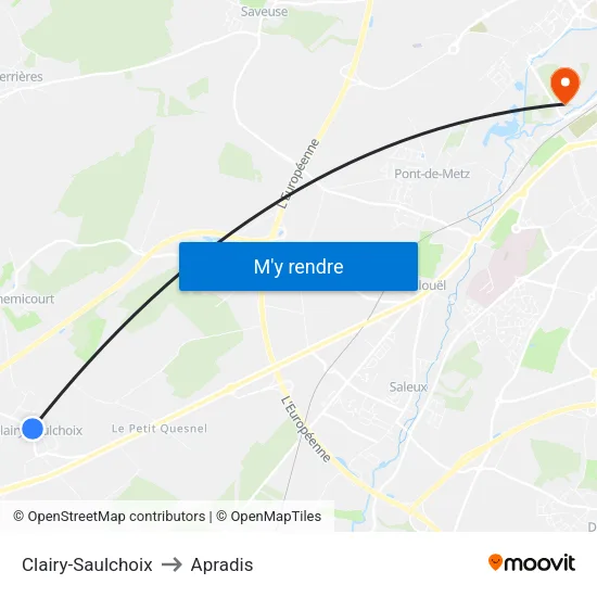 Clairy-Saulchoix to Apradis map