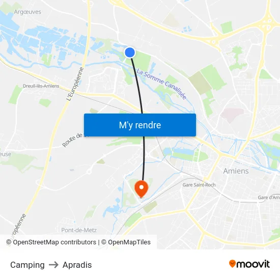 Camping to Apradis map
