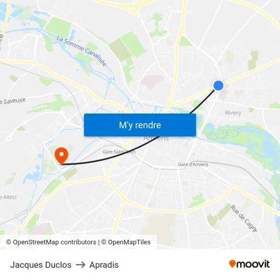 Jacques Duclos to Apradis map