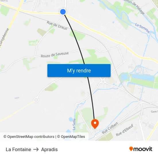 La Fontaine to Apradis map