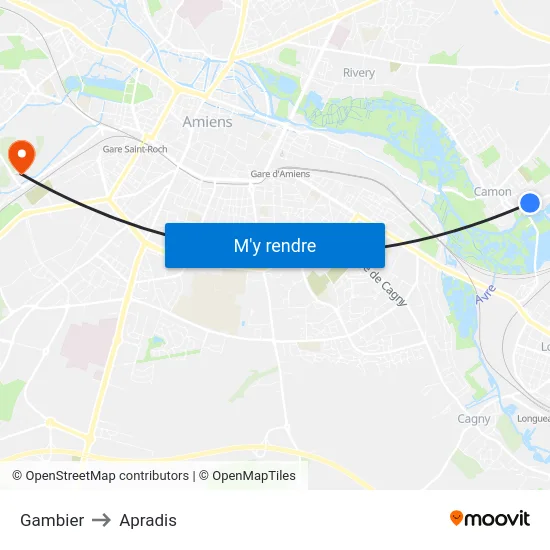 Gambier to Apradis map