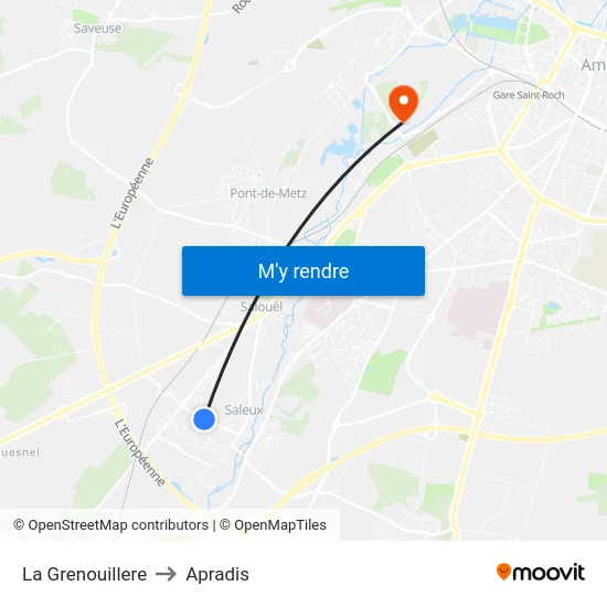 La Grenouillere to Apradis map