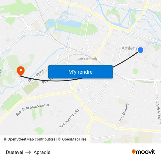 Dusevel to Apradis map