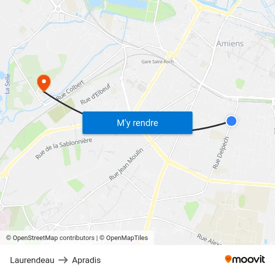 Laurendeau to Apradis map