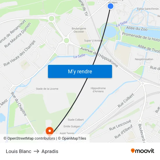 Louis Blanc to Apradis map