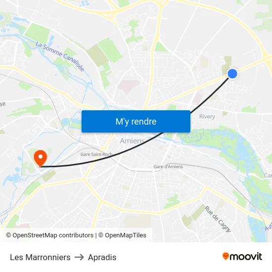 Les Marronniers to Apradis map