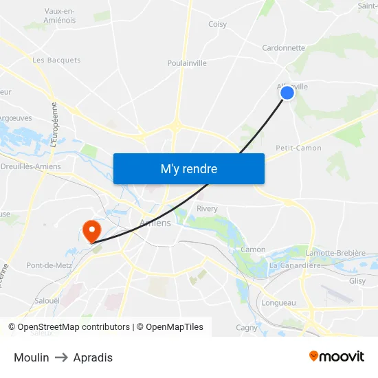 Moulin to Apradis map